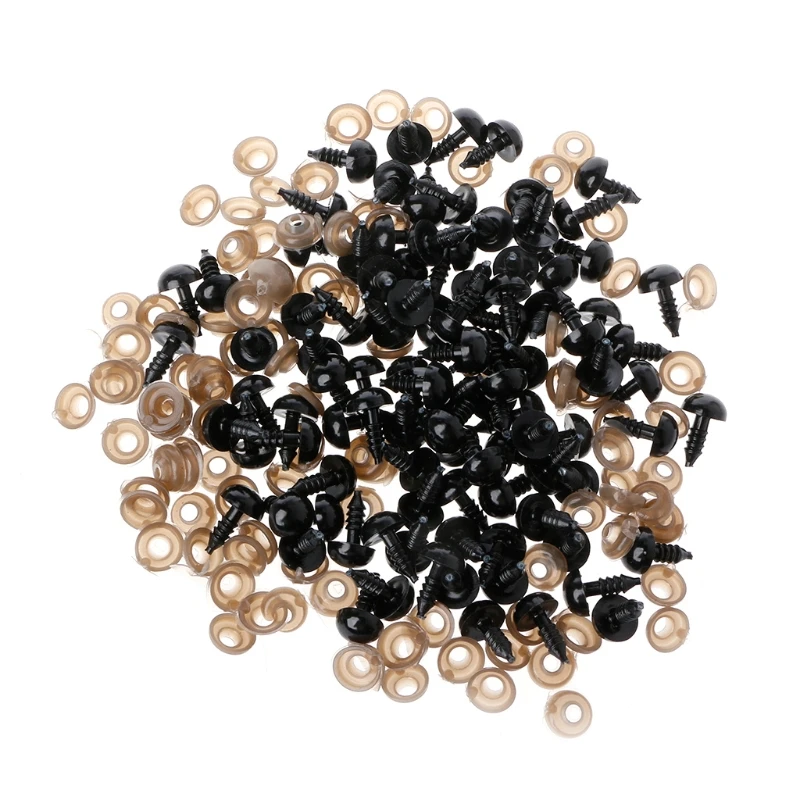 

100Pcs/Bag DIY Doll Toy Eyes Black Plastic Safety Eyes Puppets Doll with Washers