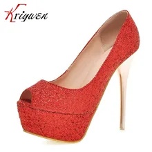 Large size 32-44 Good Quality Party Dress Pumps Brand New Design 2016 Women Pumps Sexy Open Toe High Heels Shallow Women Shoes