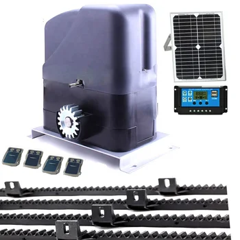 

800KG DC12V Metal base sliding door operator motor with 4 transmitters 6m nylon racks solar panel y controller