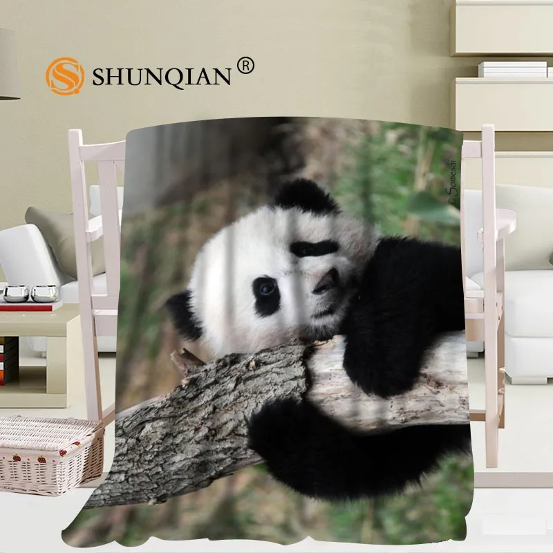 

Custom Panda Pattern Travel Blanket Home TV Casual Relax for Family Soft Fluffy Warm Blanket