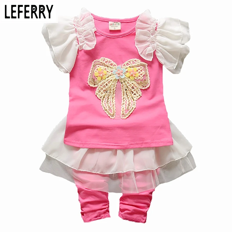

2019 New Baby Girl Summer Clothes Kids Girls Summer Sets Toddler Girls Clothing Tulle Dress Leggings + T Shirt Kids Outfits