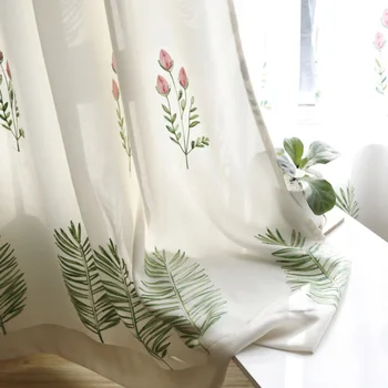 

2019 New Cortinas Dormitorio European Leaf Embroidered Curtains For Living Room Fabric For Bedroom Tulle Curtain For Drapes