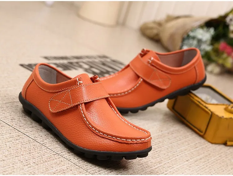 Genuine Leather Women's Casual Shoes Lace-Up Woman Loafers Moccasins Female Flats Solid Low Heel Lady Shoe Soft Women Footwear 8