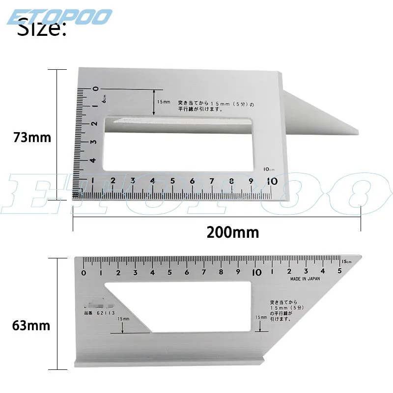 Японский алюминиевый сплав деревообрабатывающий Многофункциональный квадратный 45 градусов 90 градусов датчик линейка Пластиковый Угол транспортир