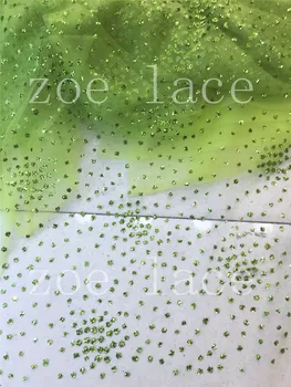 

Zoe lace 2019 new Africa fabric f50# green glitter best quality 5 yards stock tulle mesh for sawing bridal wedding dress