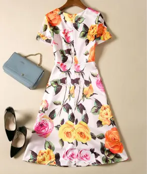 

Women Dress Print O-Neck Short Sleeve Mini Casual Dresses A1143