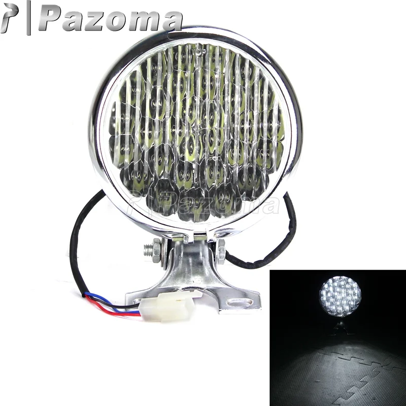 

PAZOMA Universal Chrome 30 LED Headlight Mount Bracket Headlamp For Harley Suzuki Honda Yamaha Chopper