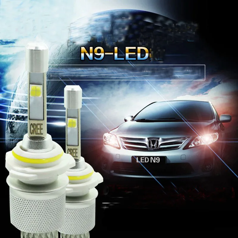 

Car Styling Super Bright N9 9600lm 45w H3 Xenon White 6000K Car LED Headlight Conversion Kit Lamp Cree XHP-50 4800lm Bulb
