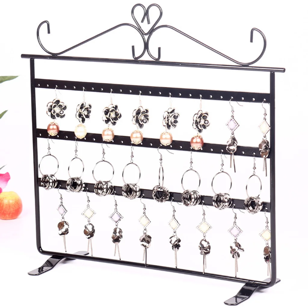 

Vintage 3 Tiers Black Metal Earring Display Stand Jewelry Holder Organizer