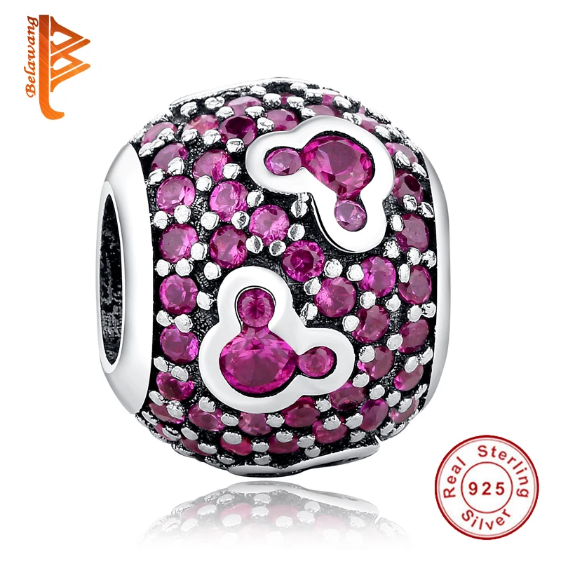 

BELAWANG Lovely Gift Charm Beads Fit Original Bracelet Necklace 925-Sterling-Silver Minnie Cartoon Bead Jewelry Making