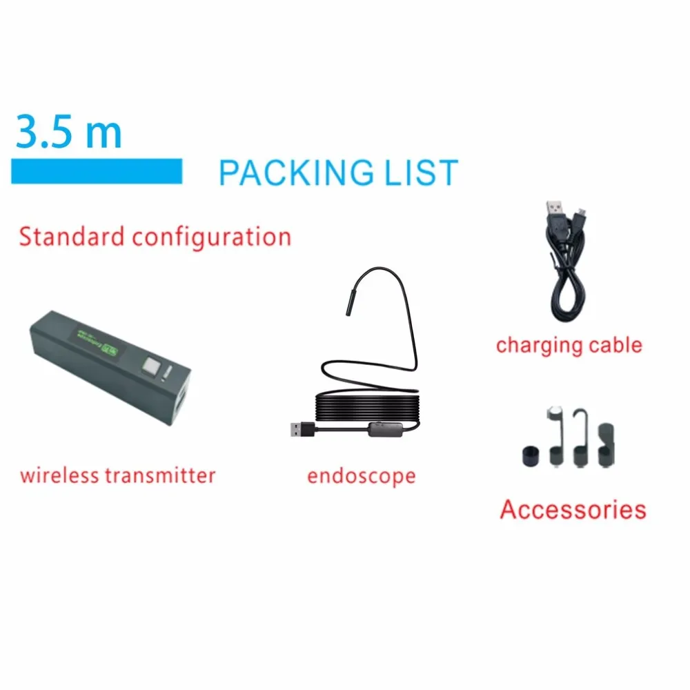 

Wireless WiFi Endoscope Mini Waterproof Semi Rigid Inspection Camera 8mm Lens 8LED Borescope For IOS & Android PC 5M hard Wire