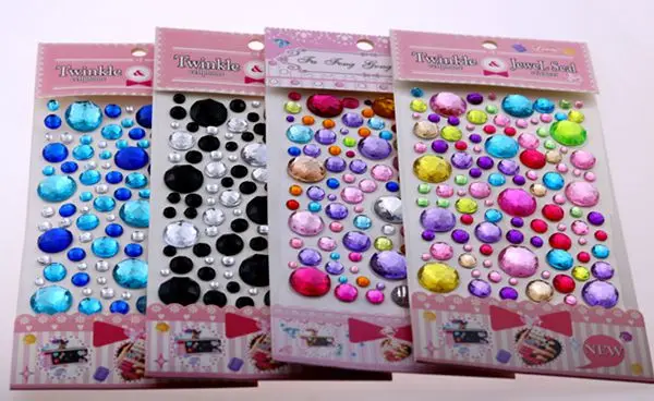 

Acrylic Rhinestone Self-Adhesive Circle Ground Surface Irregular Mesh-Up Stone Separated Plastic Sticker For DIY Decor 9Color