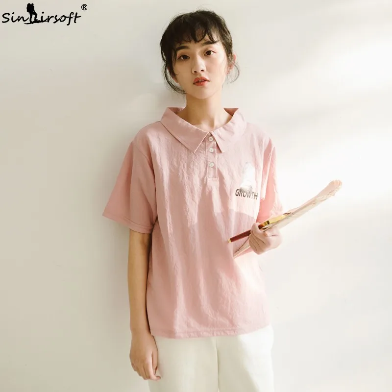 

Fashion New 2019 Pink T-shirt Female Casual Loose Short-sleeved Cotton Soft And Comfortable Short-sleeved White T-shirt Female