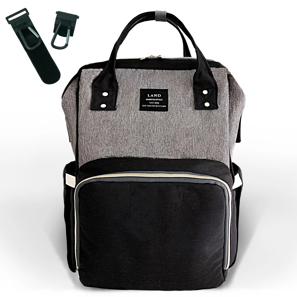 

Authentic LAND Mommy Diaper Bags Large Capacity Nappy Backpacks anti-loss zipper Baby Nursing Bags with hook 26 colors MPB01