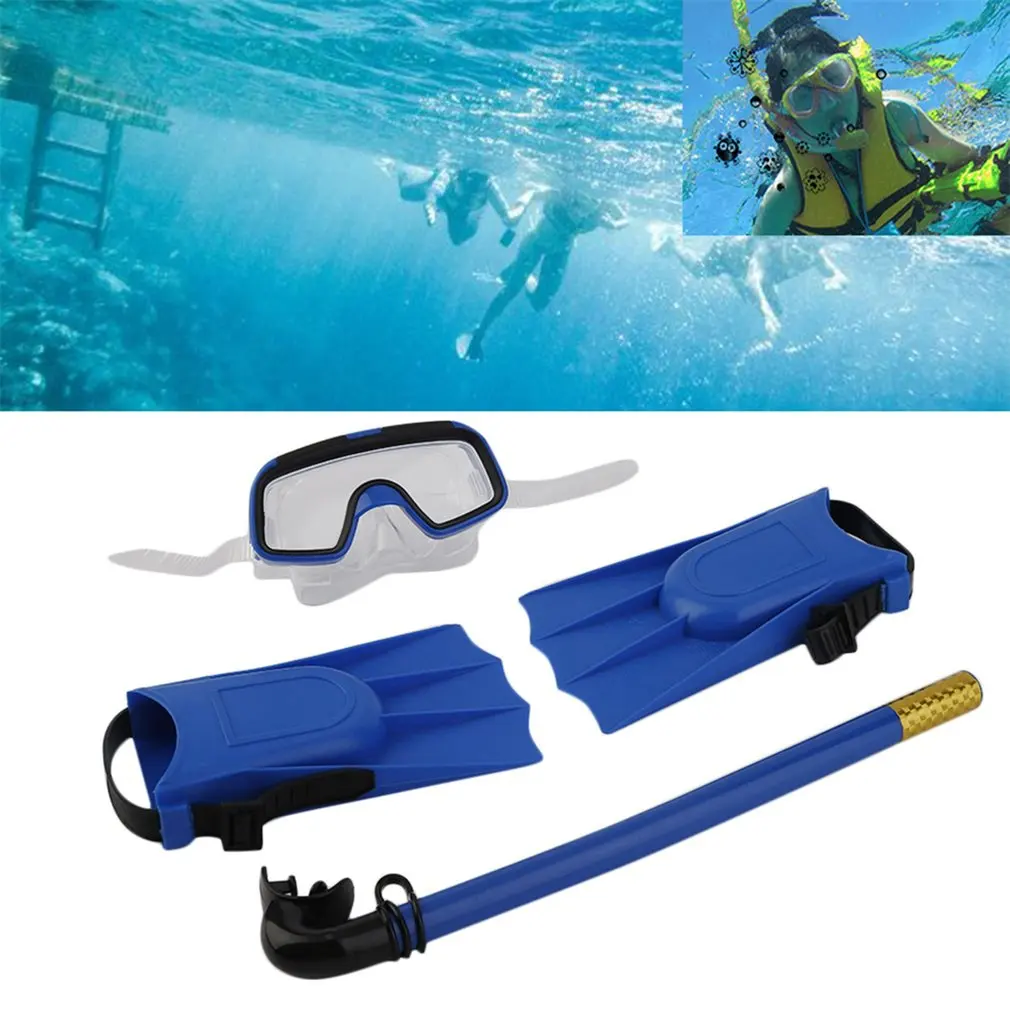 REIZ Детские 1 Набор Подводное плавание маска для подводного плавания длинные ласты для ног ласты дыхательная трубка трубки Набор плавательный бассейн учебного оборудования