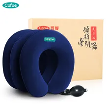 Cofoe inflable vértebra Cervical tracción 3 capas de tela suave relajarse Collar Cervical correcta cuello apoyo aparatos
