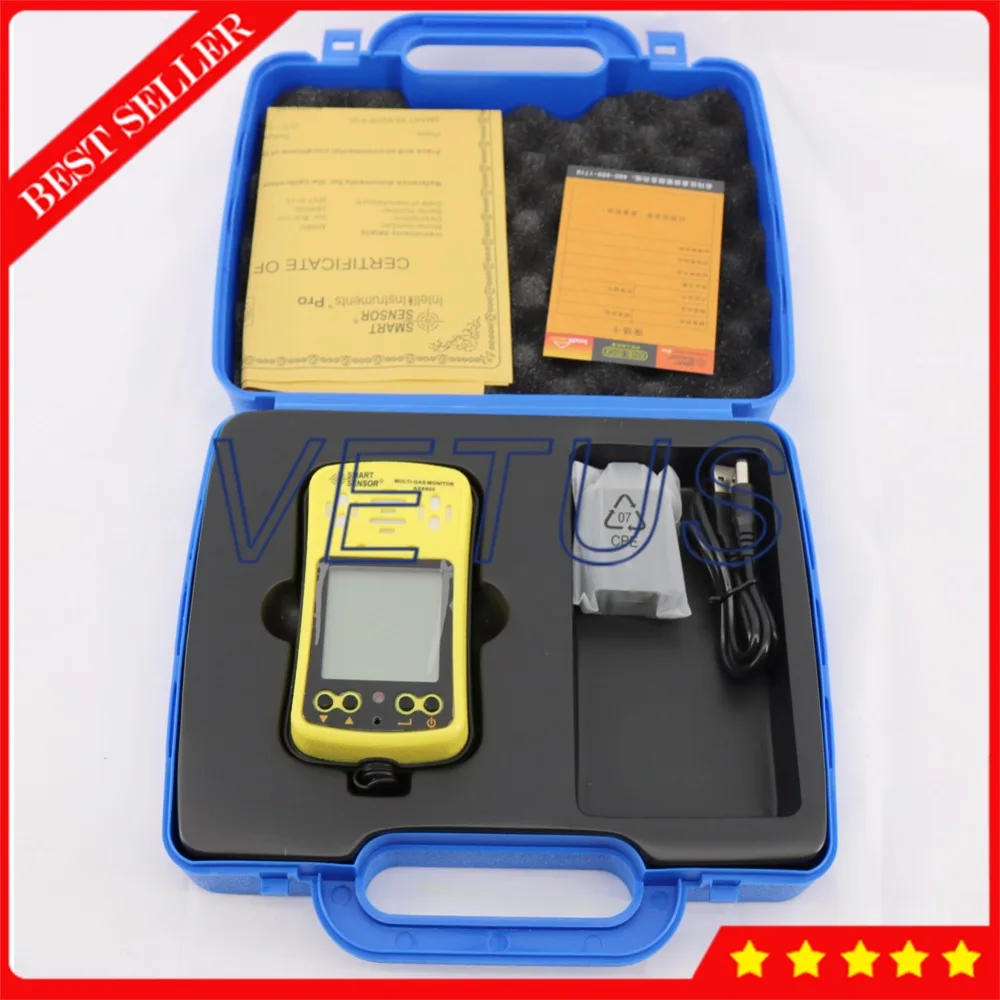 

AS8900 4 in 1 Multi Gas Monitor Gas Detector for Oxygen O2 Hydrothion H2S Carbon Monoxide CO Combustible Gas Tester Analyzer