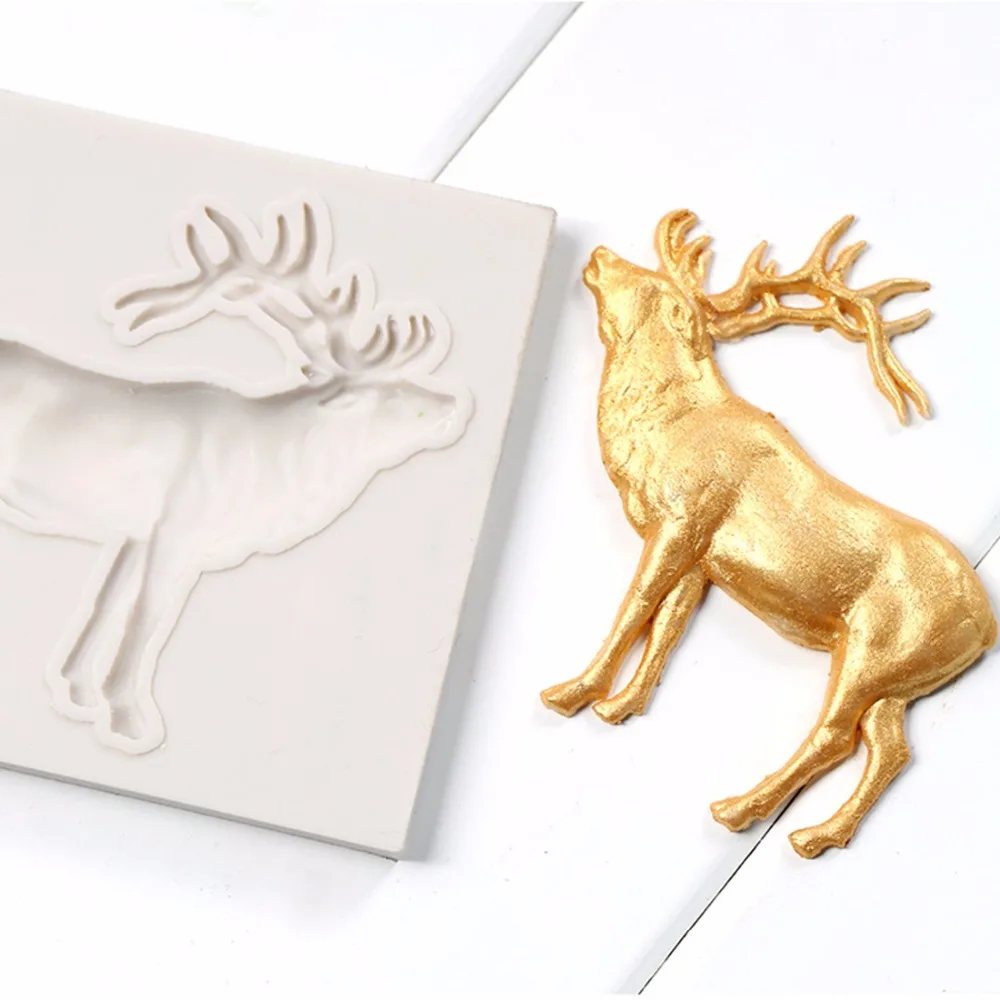 3D милый Lucky Elk силиконовый набор формочек для изготовления аромата Гипсовая Штукатурка эпоксидные поделки олень DIY мыло Плесень шоколадная свеча