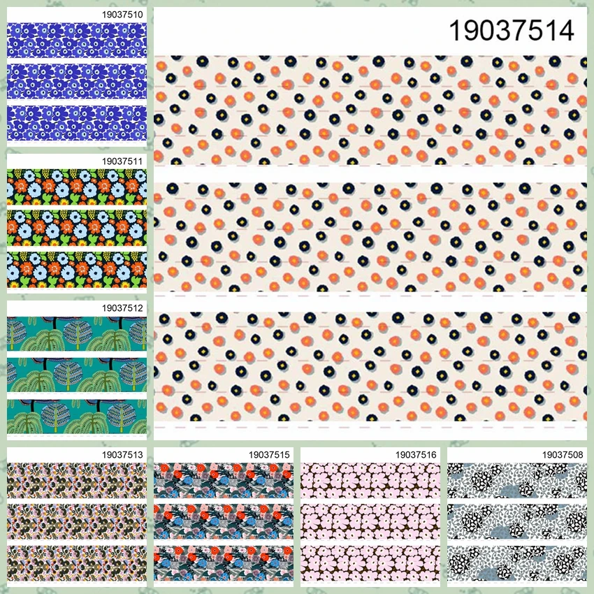 

New 50 yards small flowers pattern ribbon printed grosgrain ribbon 19037508