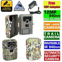 Blueskysea SG-880V 1080P No Glow 12MP 940NM Night Vision Infrared IR Trail Scouting Camera Hunting Camera+Free 12V Adaptor