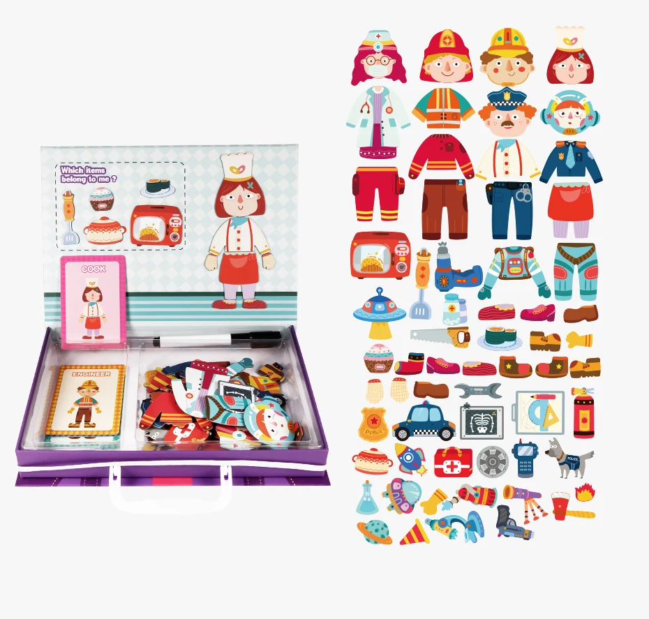 Magnetic 3D Puzzle Profession Role Jigsaw Toys Who Am I Game Puzzles Characters Learning Educational Toys for Kids Child Gift930_12