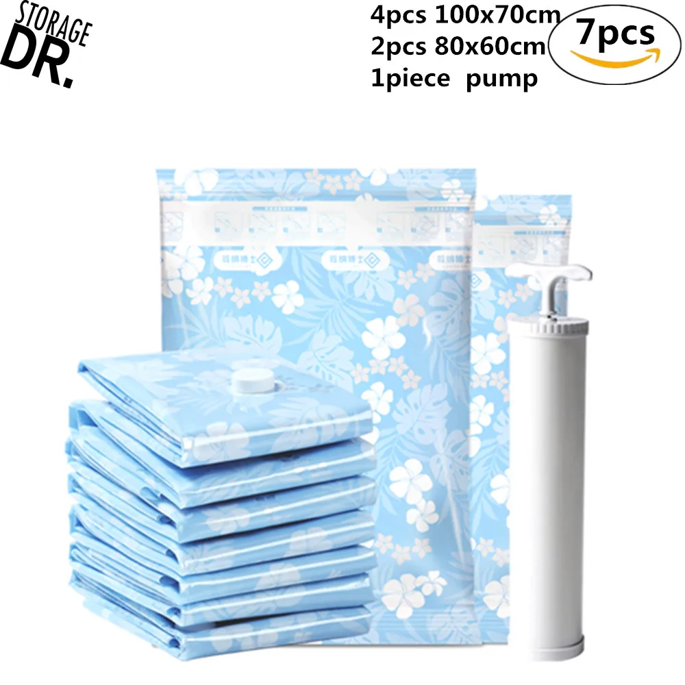 

DR Vacuum Bags for Clothes Space Saver Bags 6 Pack Storage Bags for Quilt Blankets Comforter Best Vacuum Sealer with Hand Pump