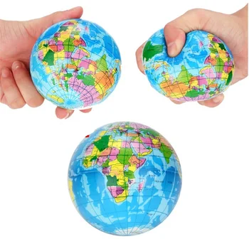 

2 Pcs/lot 76mm/60mm Globe Ball Anti Stress Toys For Adults Kids Squeeze Toys World Map Earth Ball Stress Reliever Fun Kid Toy