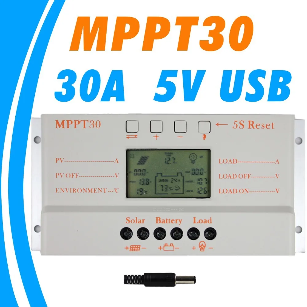 mppt 30а 30 mppt солнечный регулятор обязанности 12v 24v авто работа с жк-дисплеем солнечной контроллера заряда - изображение