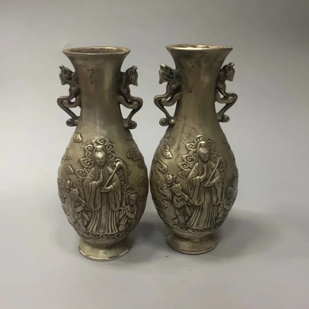 

MOEHOMES tibet fane silver fo Guanyin Kwan-yin statue metal vase home decoration metal crafts