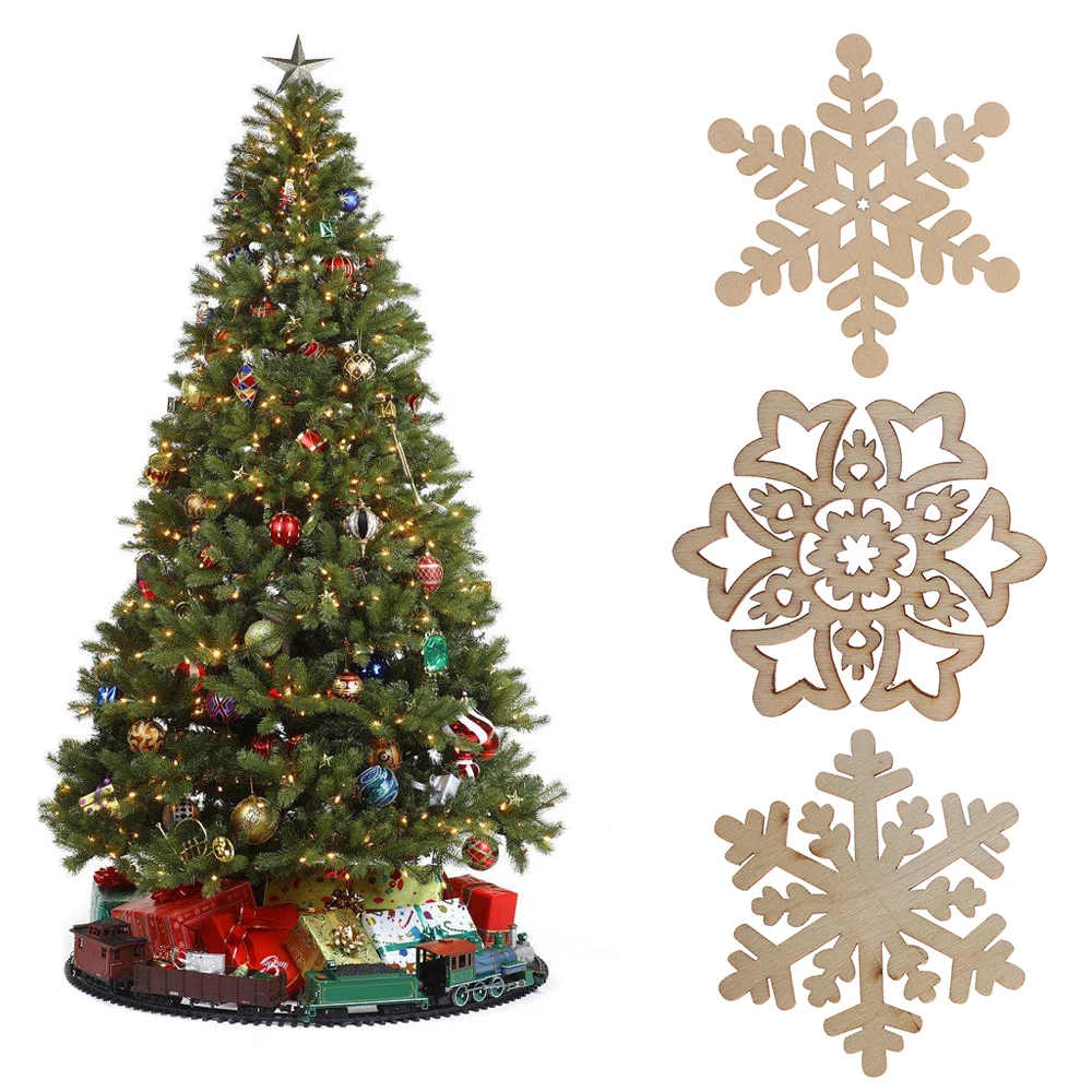 

10Pcs/pack Wood Snowflake Hanging Ornament Rustic Christmas Decorations For Xmas Christmas Tree Holiday Party Home Decor