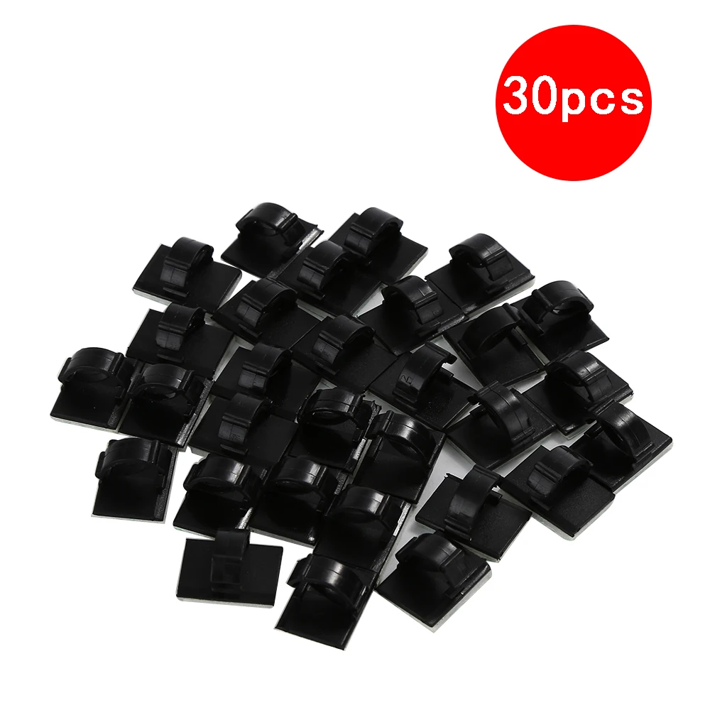 

30pcs/lot Adhesive Car Cable Winder Fastener USB Charger Line Clasp Wire Cord Clip Tie Fixer Organizer Desk Wall Clamp Holder