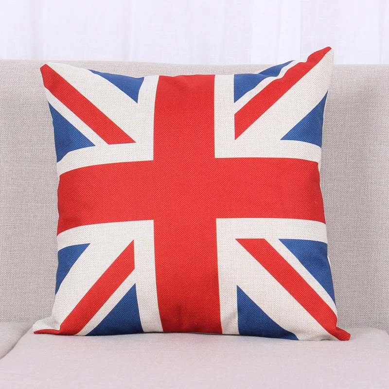 Чехол на подушку с национальным флагом, хлопок, лен, Чехол на подушку в британском стиле, флаги США, Великобритании, декоративный Чехол на подушку для автомобиля, дивана, домашний декор