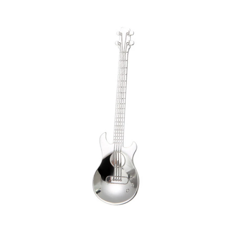 Multipurpose Rainbow Guitar Shape Coffee Creative Spoons Stainless Steel Mixing Scoop Tea Cold Drink Spoon Drinkware