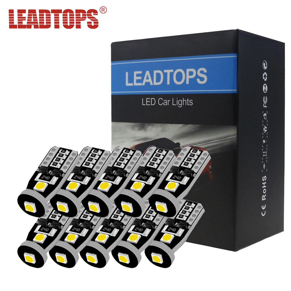LEADTOPS 10 шт. T10 W5W 194 Автомобильный светодиодный светильник стоп сигнал стробоскоп