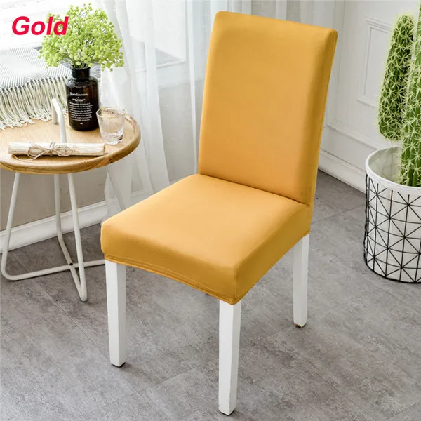 Разноцветный гибкий стрейч спандекс покрывало для стула для Свадебная вечеринка Эластичный Многофункциональный обеденный стол мебель чехлы для домашнего декора - Цвет: Gold