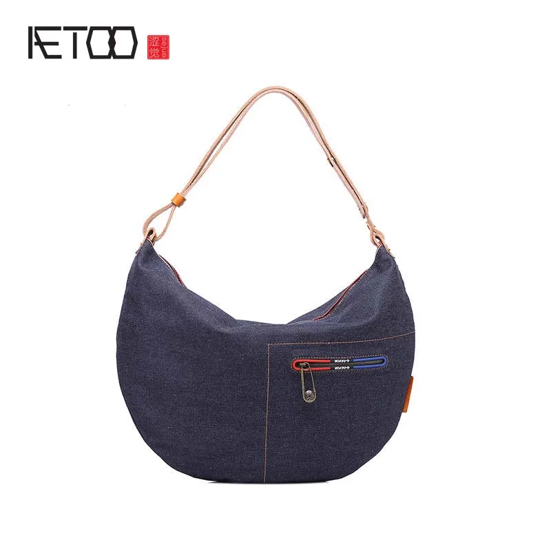 

BJYL Brand casual Denim shoulder bag casual wild personality travel bag multi - functional Messenger bag summer small bag