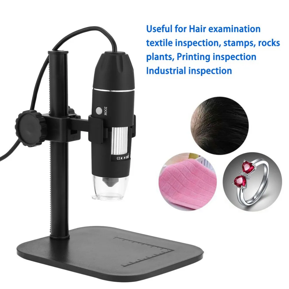 

USB Digital Microscope 0-1000x Magnification 8-LED Mini Microscope Endoscope Camera Magnifier with Stand 2018 New