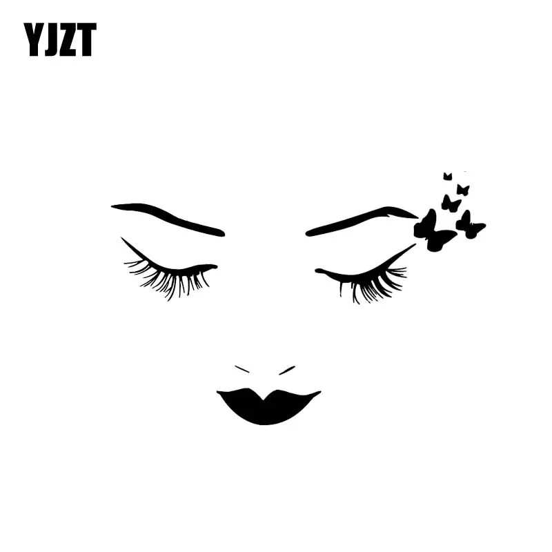 YJZT 13.6*9.3CM Shy Cute Beautiful Gorgeous Girl Face Car Sticker Black/Silver Vinyl Decal Popular Fashion Style C20-0916 | Автомобили и