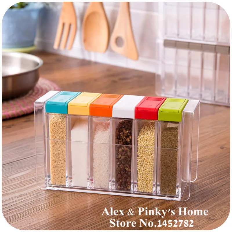 6pcs/set Kitchen Pepper And Salt Box Condiment Bottles Salt Shaker