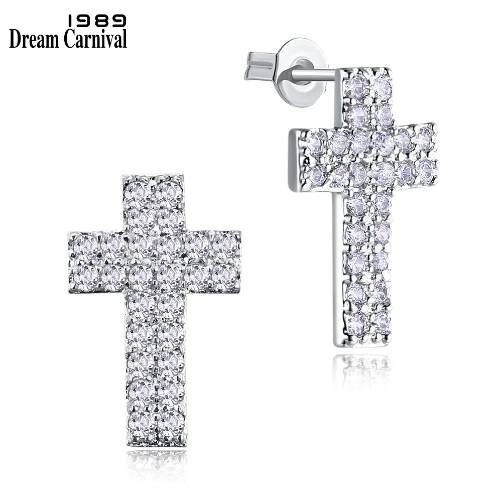 

DreamCarnival 1989 Cross Stud Earrings for Women Christian CZ Crystals Pretty X'mas Gift Jewelry Pendientes de perlas SE07627