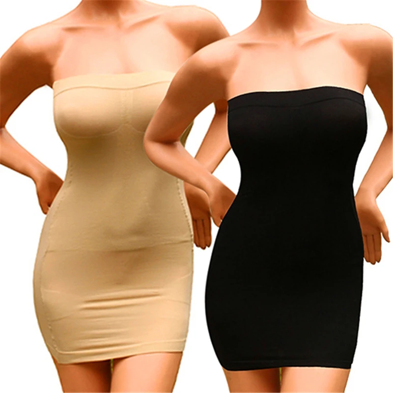 Tube Top Mini Dress Strapless Top Ladies Dress Seamless Stretch Bodycon