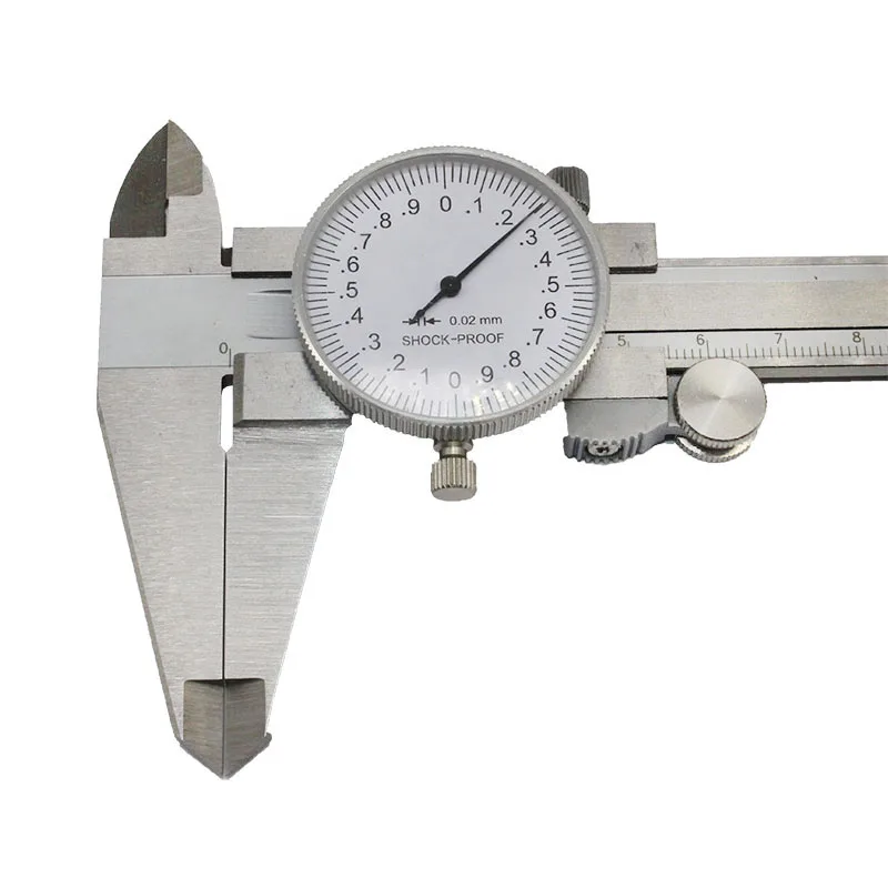 

Stainless steel table caliper 200mm silver dial caliper 0.02 mm metric table measuring tool silver dial caliper shockproof
