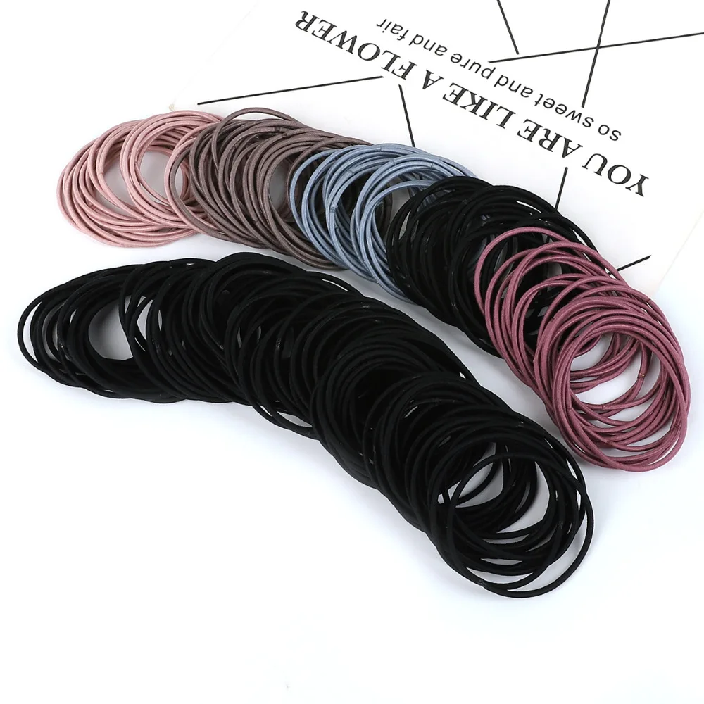 100pcs/lot 5CM Nylon Elastic Hair Bands Ponytail Holder Rubber Band Headband For Women Girls Hair Ties Gum Hair Accessories pink hair clips