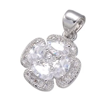 Classic Bling Luxury Romantic Flower Charms Pendant Women Copper Metal Cubic Zirconia Rhinestone Jewelry Findings