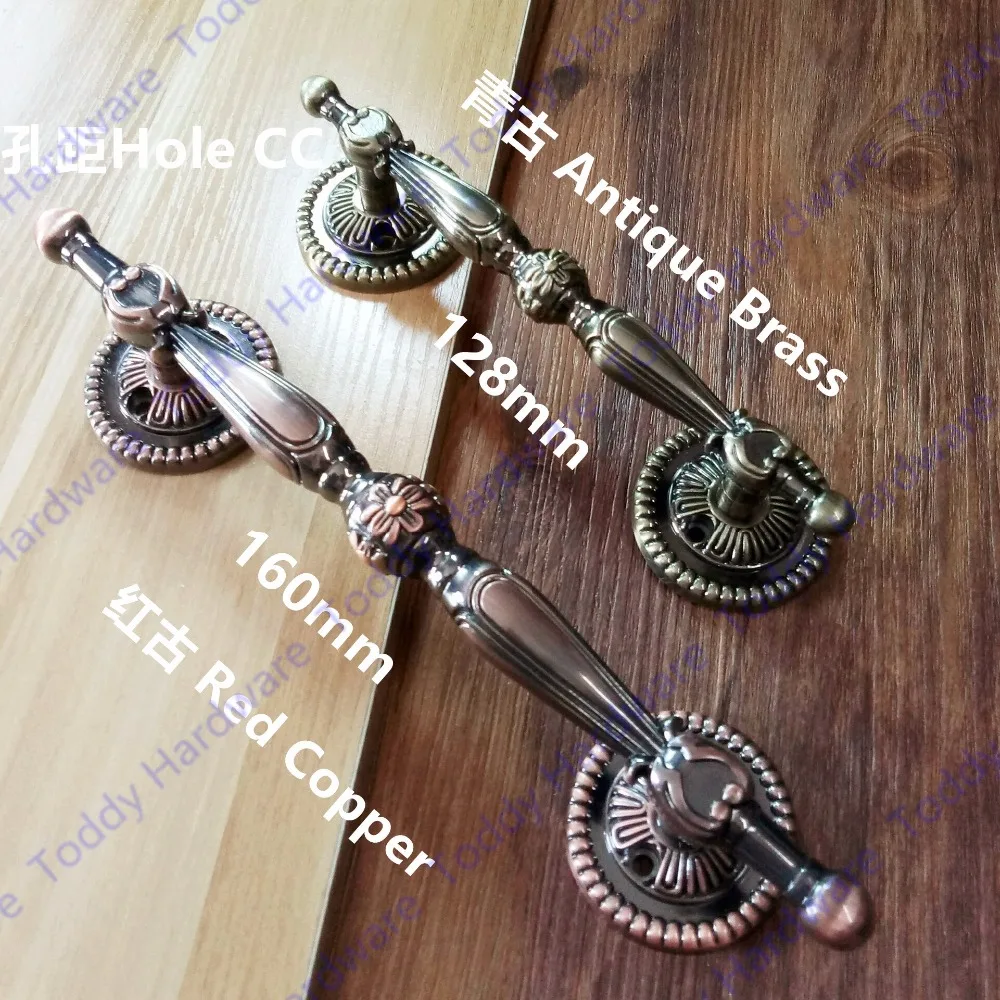 Hole Pitch 160mm/128mm Red Copper/Antique Brass Hardware Door handle Door handles for interior