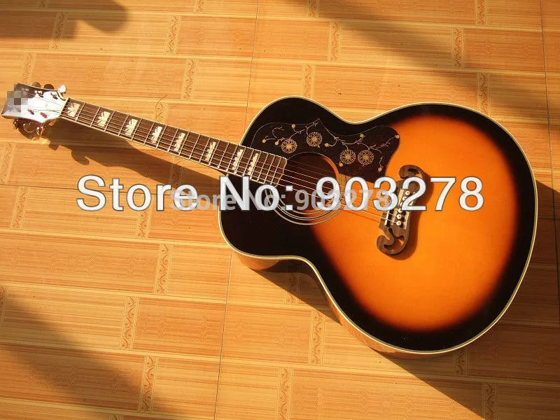 J200 acoustic guitar sunburst popular and hot sell DA001 free hardcase