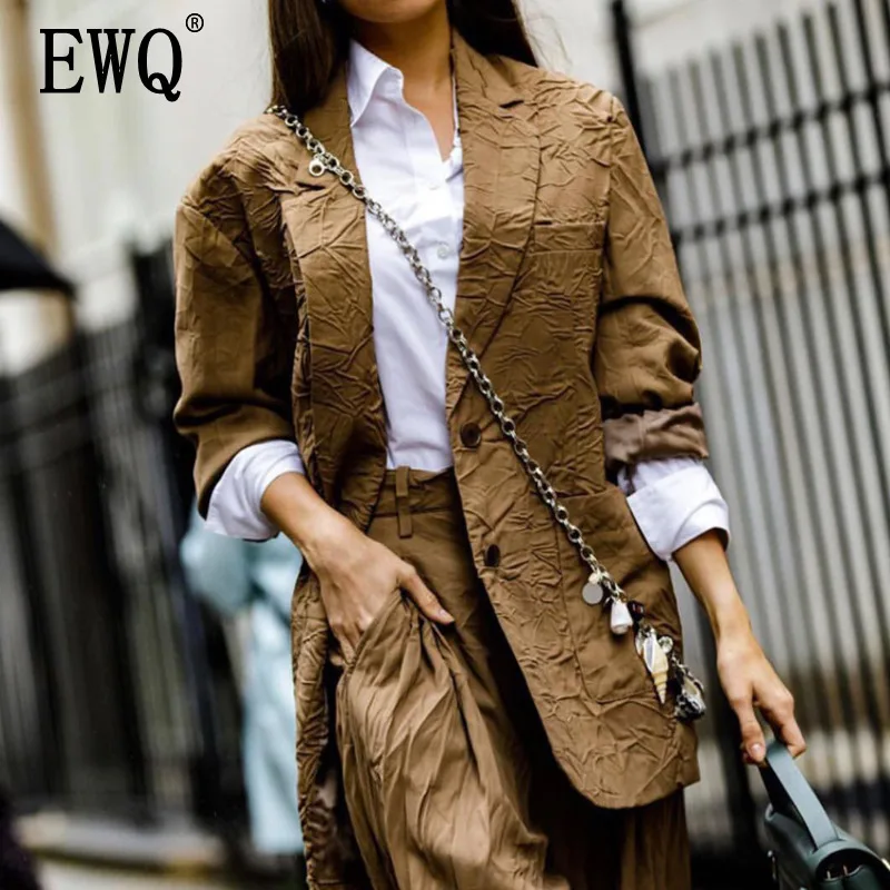 

[EWQ] Spring New European Style Long Sleeve Pleated Solid Color Casual Women Loose Casual Trend Coat Jacket Femme 2019 QJ28504