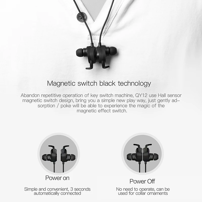 QCY QY12 Active Шум отмена Bluetooth наушники Беспроводной спортивные переключатель магнит