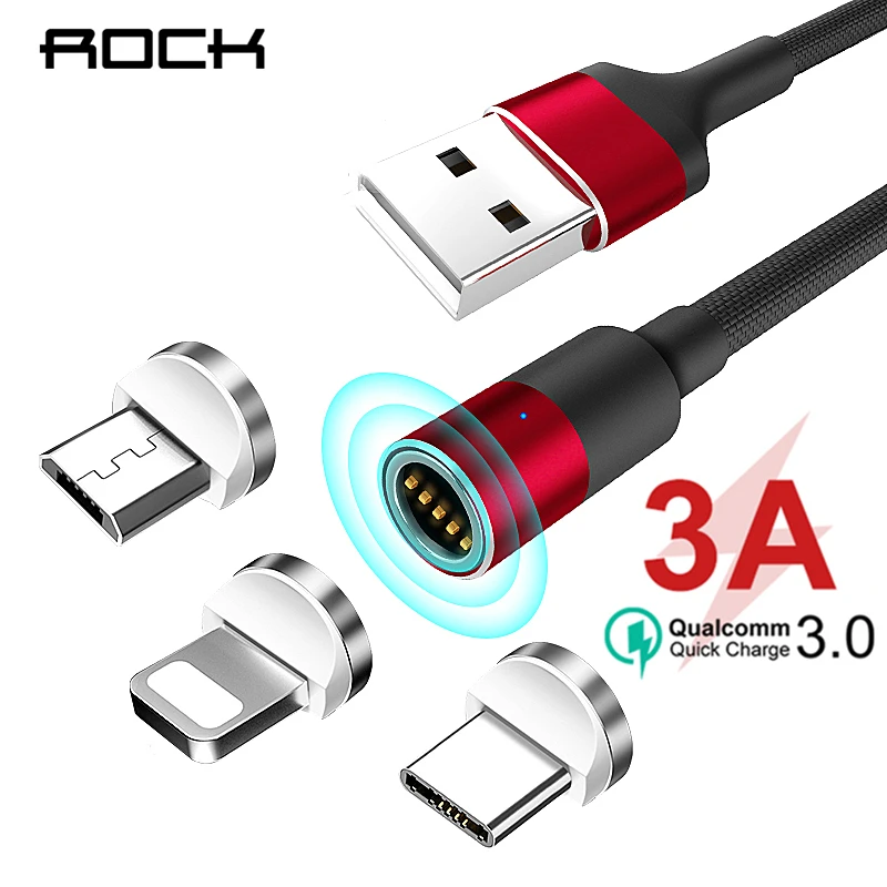 

Magnetic USB Cable QC 3.0 Quick Charge 3A LED Light Micro Usb Type C Cord for IPhone Xiaomi Samsung Fast Magnetic Charger Cable
