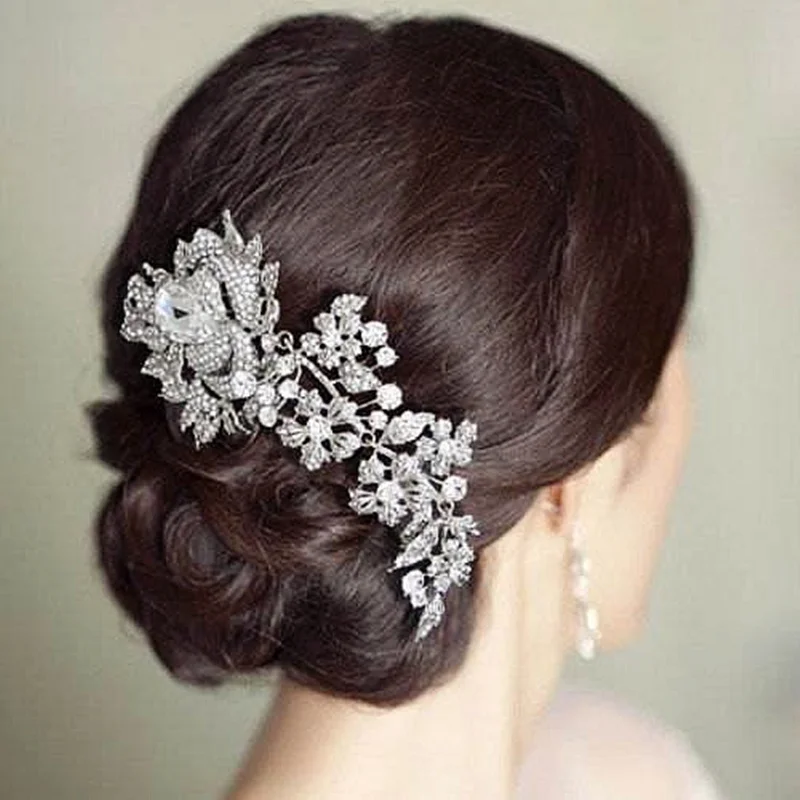 Брендовые элегантные свадебные украшения для волос, аксессуары для женщин, очаровательный свадебный цветок с кристаллами, гребень для волос, заколки для волос